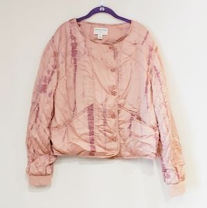 Pink quilted bomber jacket